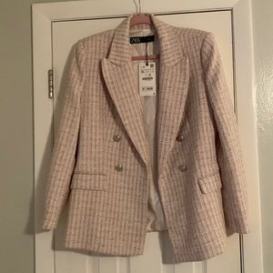 Zara pink tweed blazer